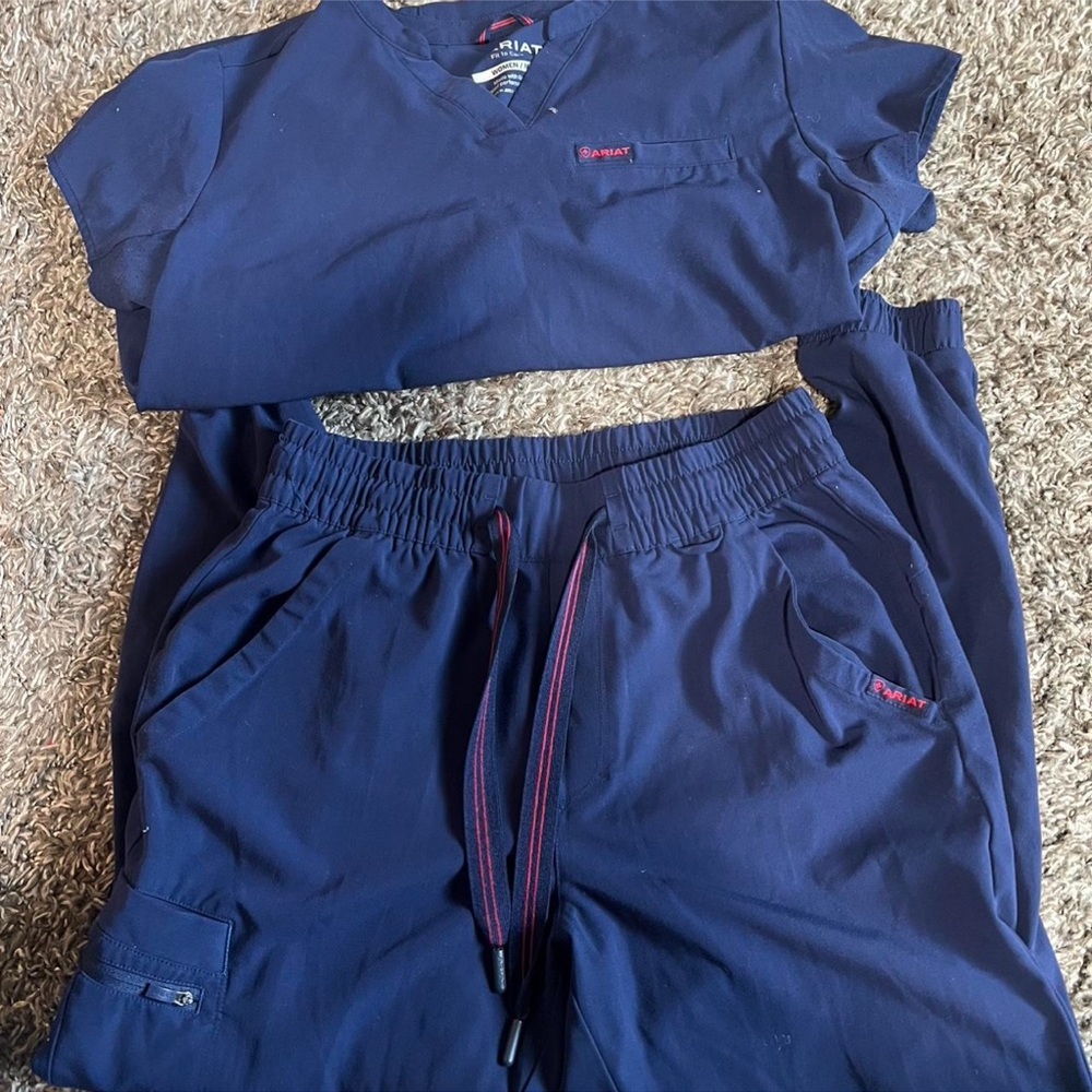 Ariat Navy Scrub Set with Red Details